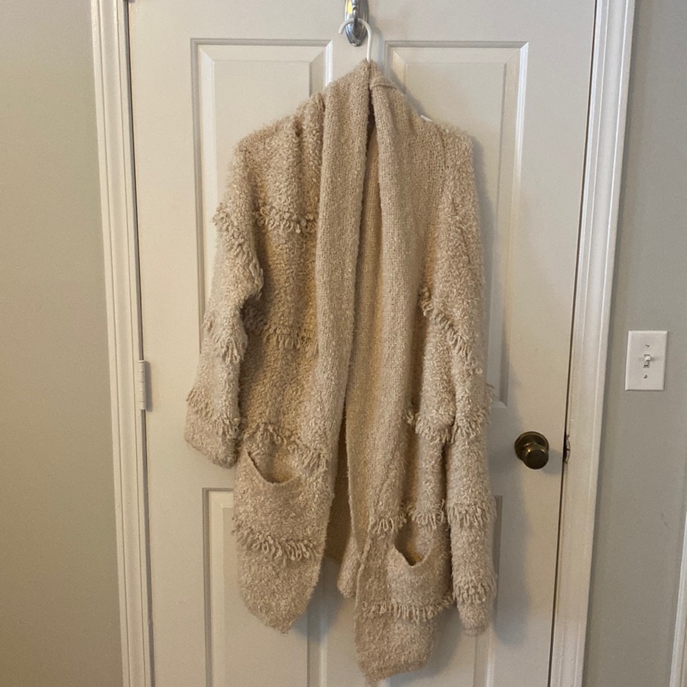 Shaggy open cardigan / Cream Color
